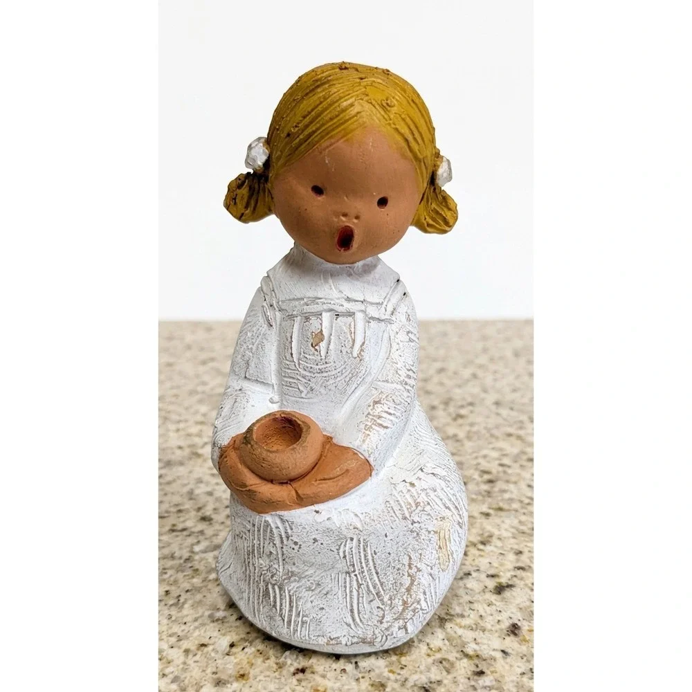 Vintage Jullar Terra Cotta Angel Figurines / Candle Holders, 4.5-6